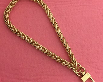 FERIAL ROSE Gold Chain Wristlet Strap Wrist Chain Handbag Wristlet Gold (7mm) Braided Design