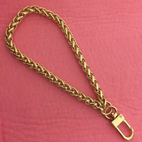 FERIAL ROSE Gold Chain Wristlet Strap Wrist Chain Handbag Wristlet Gold (7mm) Braided Design