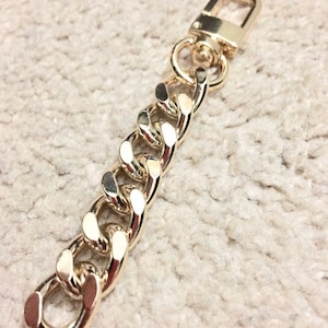 Chain Strap Extender Light Gold For Handbag | Bag extender For Purse | Purse Extender Curb Style (12mm) Width - choose your length
