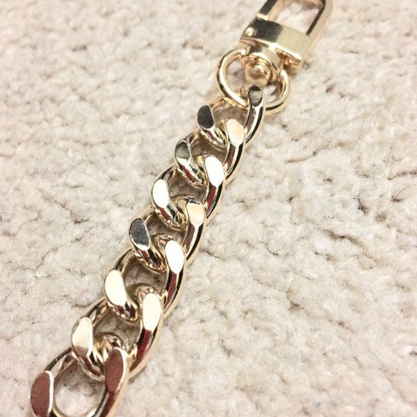 Chain Strap Extender Light Gold for all bags - curb style (12mm) Width - choose your length