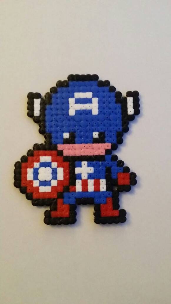 Captain America Perler Bead Pixel Pop Art Pattern - Pixel Art Shop