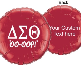 Greek Sorority, Birthday, Congrats, Probate, Anniversary or your own Greek text, Mylar balloon (Red-Round)