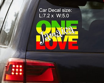 Jamaica Decal, One Love Jamaica, Rasta Vibes, Vinyl car decal, window decal