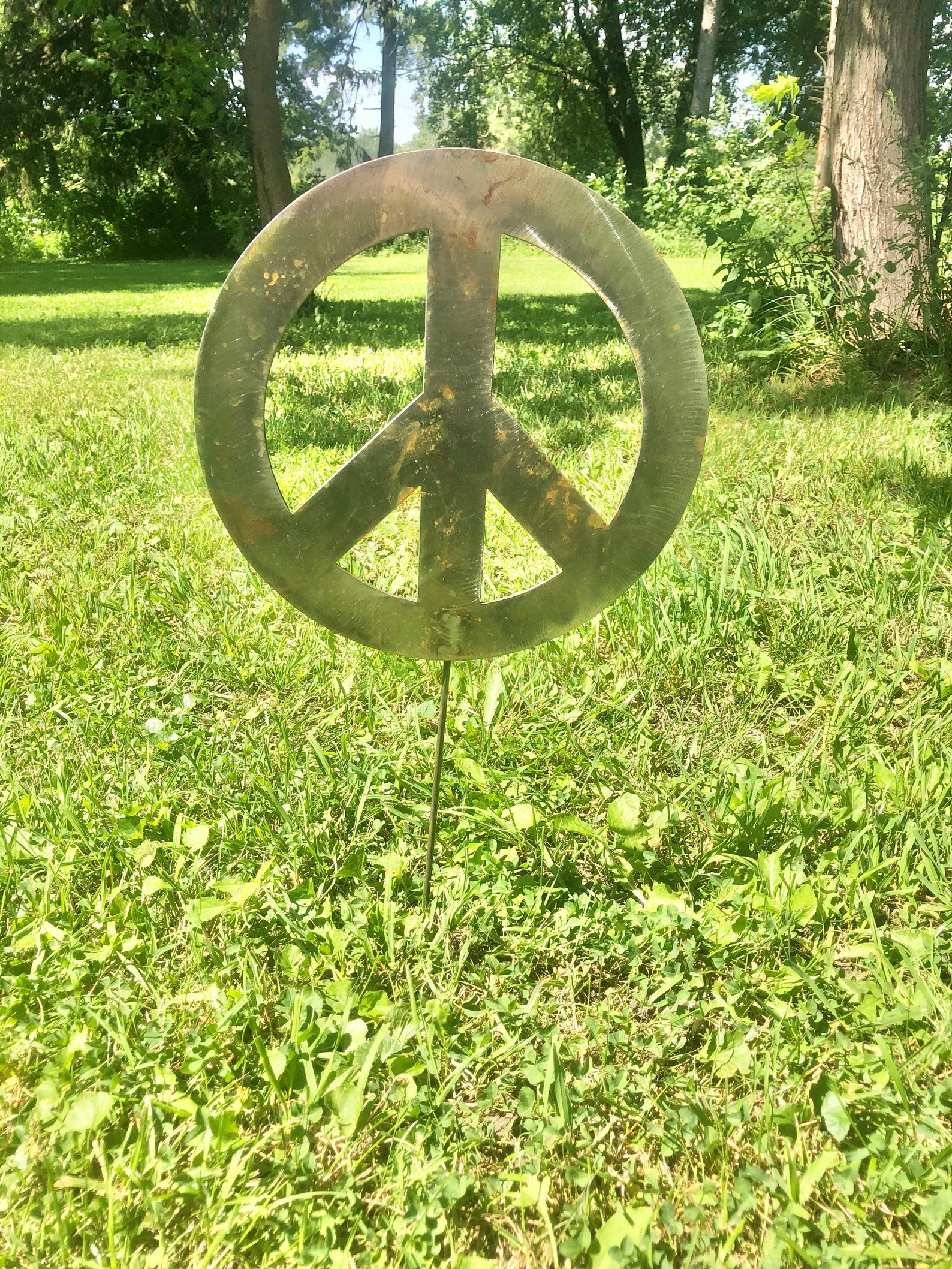 12 Inch Peace Sign Garden Stake Peace Sign Yard Art Peace Etsy