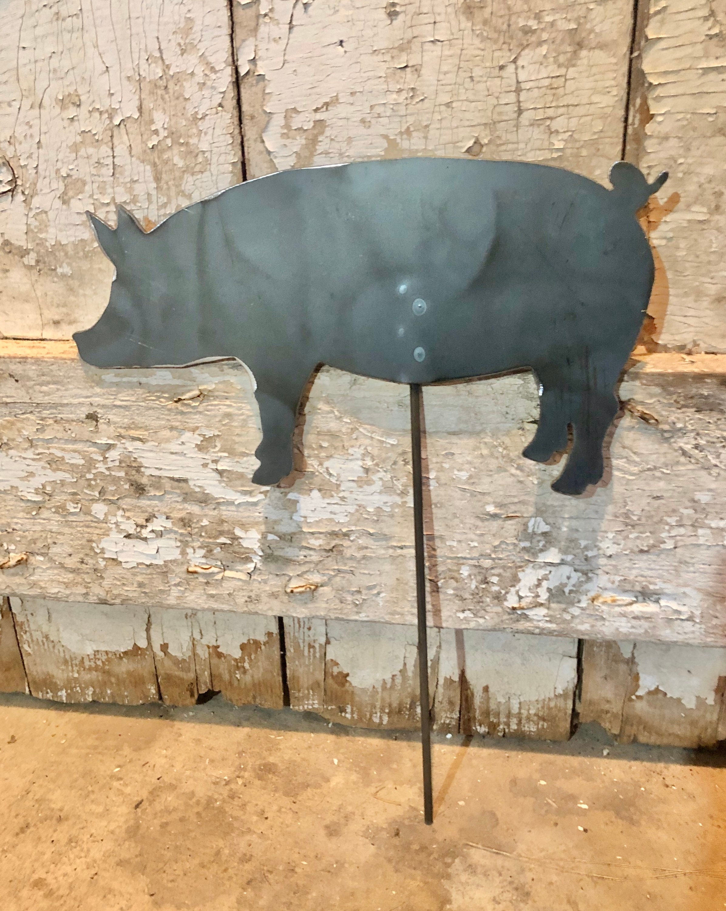 Pig Garden Stake Pig Yard Art Farm Metal Art Outdoor Etsy