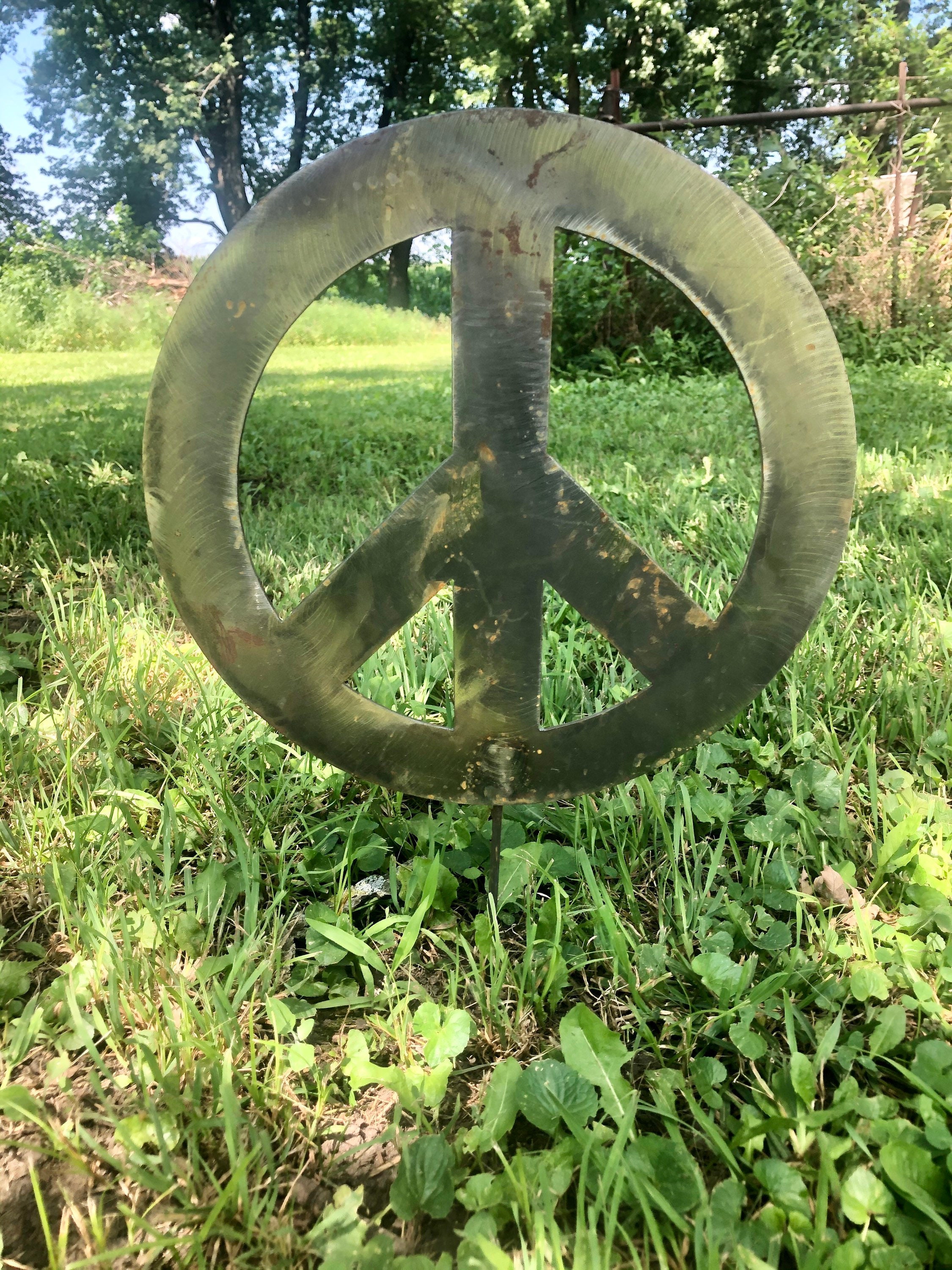 12 Inch Peace Sign Garden Stake Peace Sign Yard Art Peace Etsy
