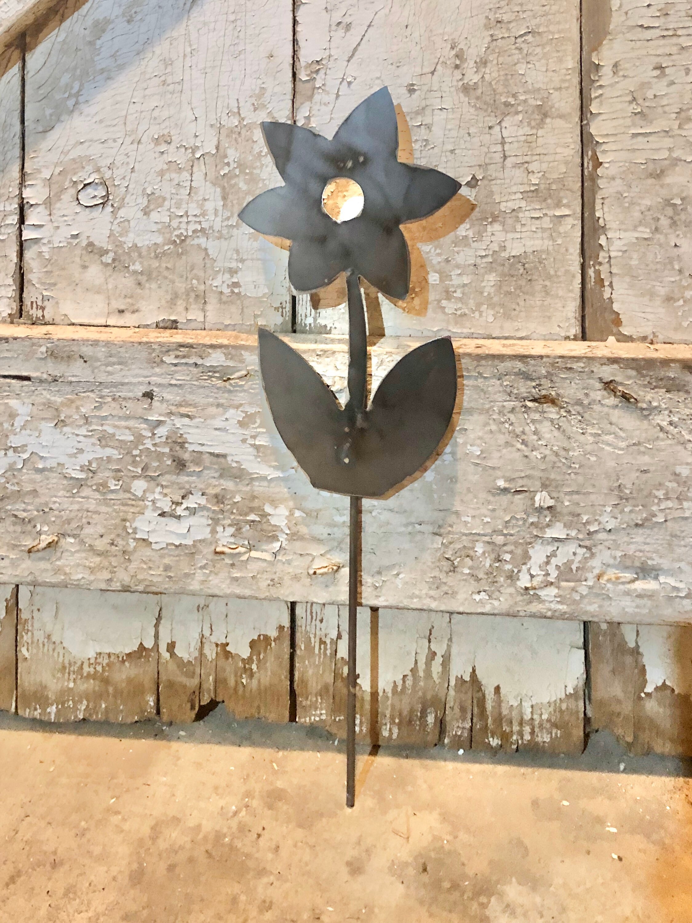 Set of 4 Flower Garden Stakes Flower Yard Art Flower Metal Etsy