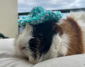 Crochet Panama green Hats for Guinea Pigs, Bunnies, Gerbils, Hamsters, Chinchillas, and Other Small Pets / Handmade Accessories for Pets