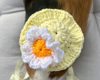 Crochet Panama Yellow Hats for Guinea Pigs, Bunnies, Gerbils, Hamsters, Chinchillas, and Other Small Pets / Handmade Accessories for Pets
