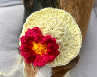 Crochet Panama Yellow Hats for Guinea Pigs, Bunnies, Gerbils, Hamsters, Chinchillas, and Other Small Pets / Handmade Accessories for Pets