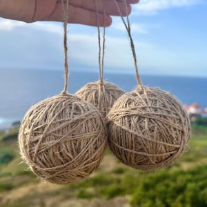 Jute twine Balls set of 3, Rustic holiday ornaments, Jute ornament, Seasonal Decor, Wedding decorations