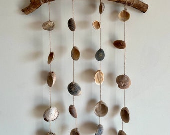 Seashell, Driftwood  Wind Chime, Wall Hanging, Rustic Wind Chime, Beach Decor, Boho Decor, Seashell Wind Chime, Garden Decor