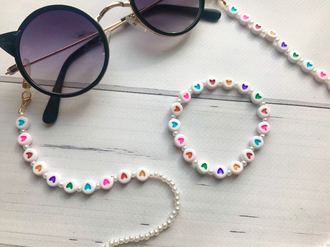 Childrens eyeglass chain and childrens bracelet Hearts Etsy