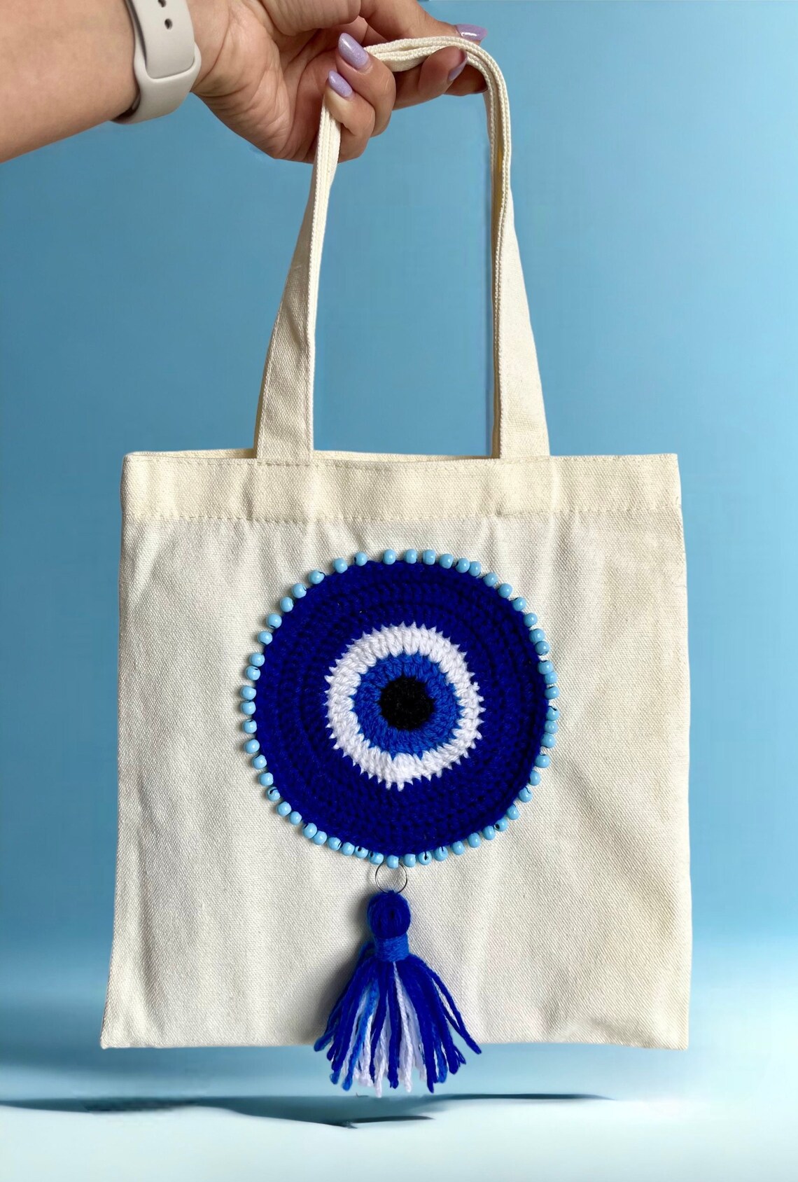 Evil Eye Crochet Bag Evil Eye Bag Charm Evil Eye Handmade Bag Etsy