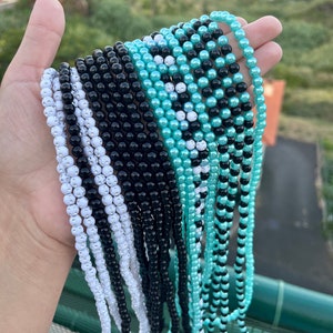 eyeglass chain,set 10 pcs., eyeglass holder, delicate eyeglass chain made of white beads with silver, black, turquoise