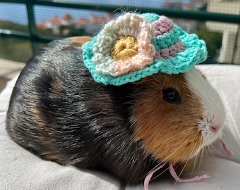 Crochet Panama Hats for Guinea Pigs, Bunnies, Gerbils, Hamsters, Chinchillas, and Other Small Pets / Small Handmade Accessories for Pets