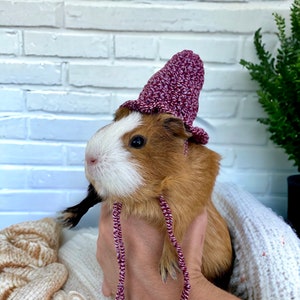 Chapeaux au crochet pour cochons d&#39;Inde, lapins, gerbilles, hamsters, chinchillas et autres petits animaux de compagnie / Petits accessoires faits main pour animaux de compagnie