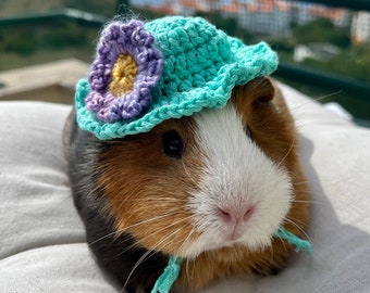 Crochet Panama Hats for Guinea Pigs, Bunnies, Gerbils, Hamsters, Chinchillas, and Other Small Pets / Small Handmade Accessories for Pets