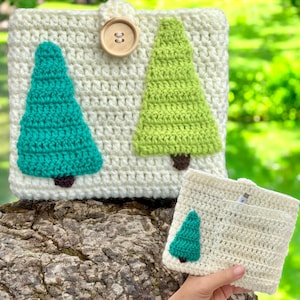 Couverture universelle de liseuse au crochet pour livres électroniques de 6,7 pouces, pochette rembourrée faite main avec poche, bibliothèque à chevrons