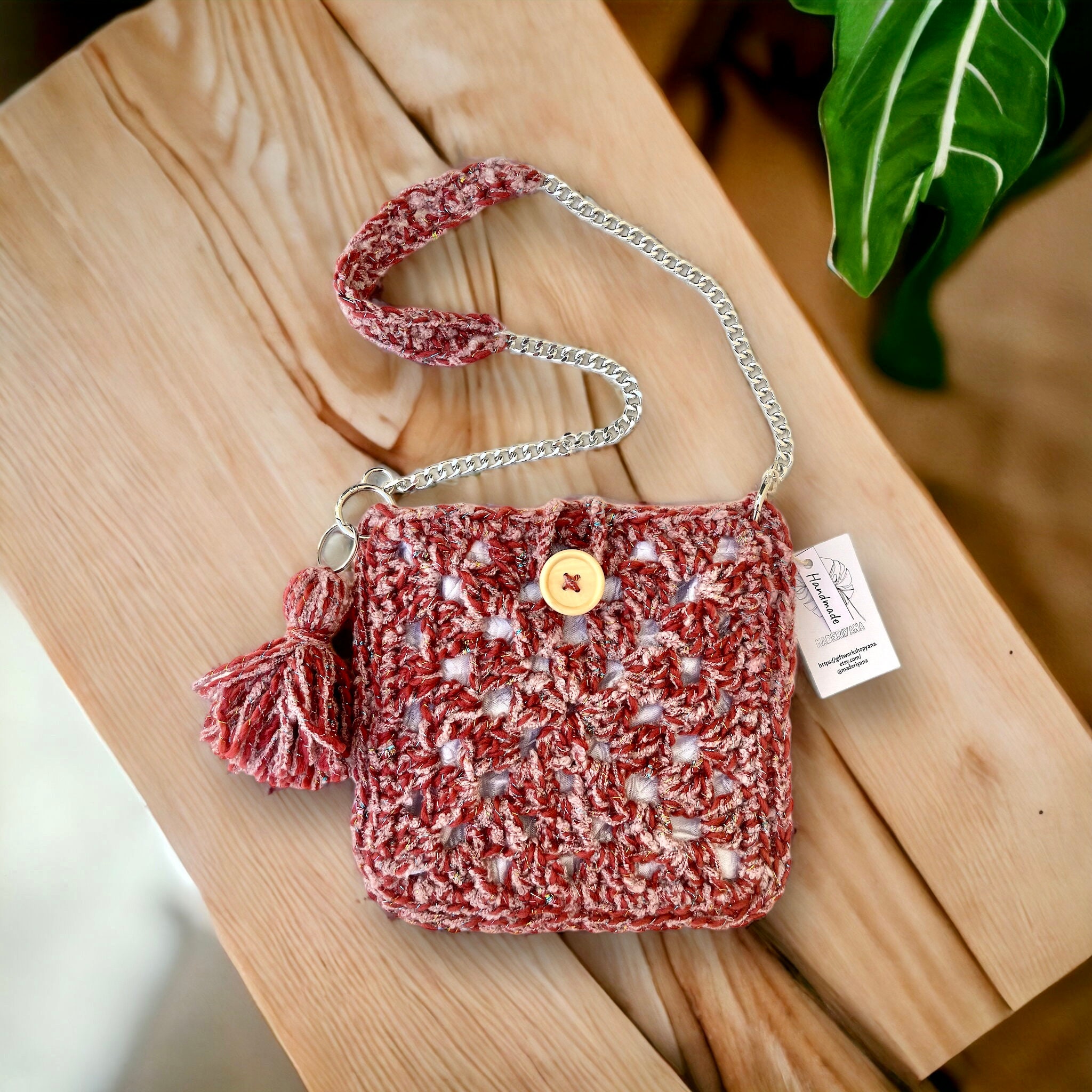 Bolso Casual de Cuero Vegano Modelo XL Rosa y Granate