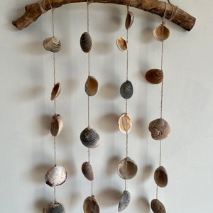 Seashell, Driftwood Wind Chime, Wall Hanging, Rustic Wind Chime, Beach Decor, Boho Decor, Seashell Wind Chime, Garden Decor image 8