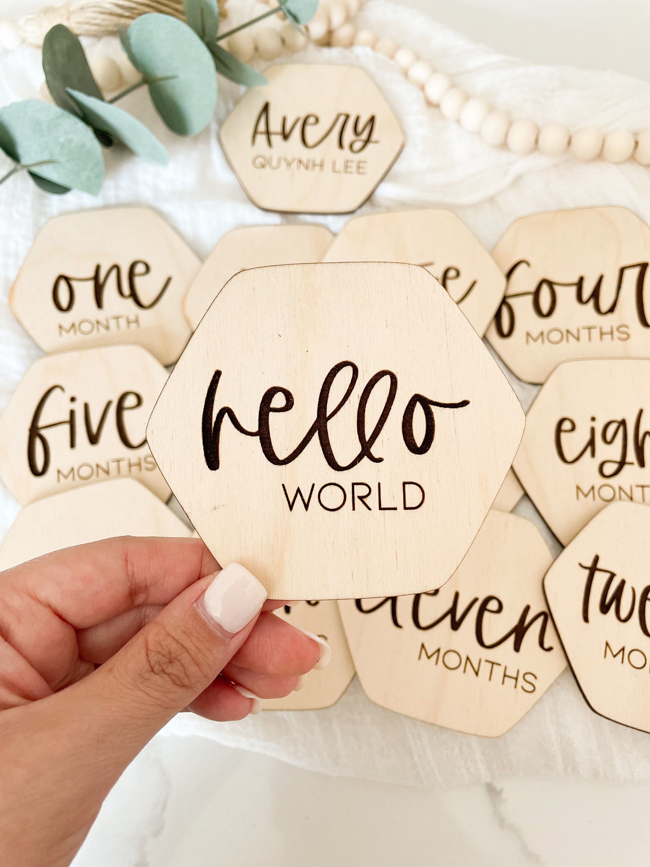 Babys First Year Milestone Set 12 Calligraphy Discs, Monthly Milestones ...