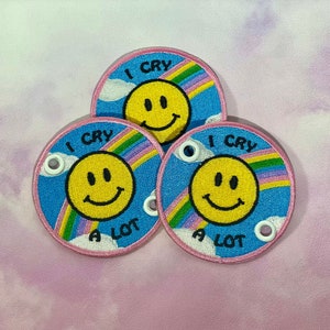 I Cry A Lot Pastel Rainbow Roller Skate Lace Patch - Individual Shoelace Accessory for roller skates