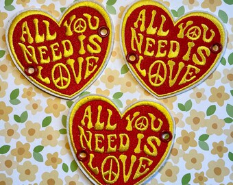 All You Need Is Love Roller Skate Lace Patch - Individual Beatles Hippie Flower Power Peace Shoelace Accessory for roller skates
