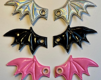 PAIR of Mini Bat Wings Roller Skate Lace Patch - Halloween spooky Shoelace Accessory for roller skates