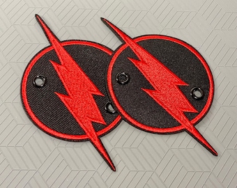 Large Red Lighting Bolt Roller Skate Lace Patch - Individual Shoelace Accessory for roller skates