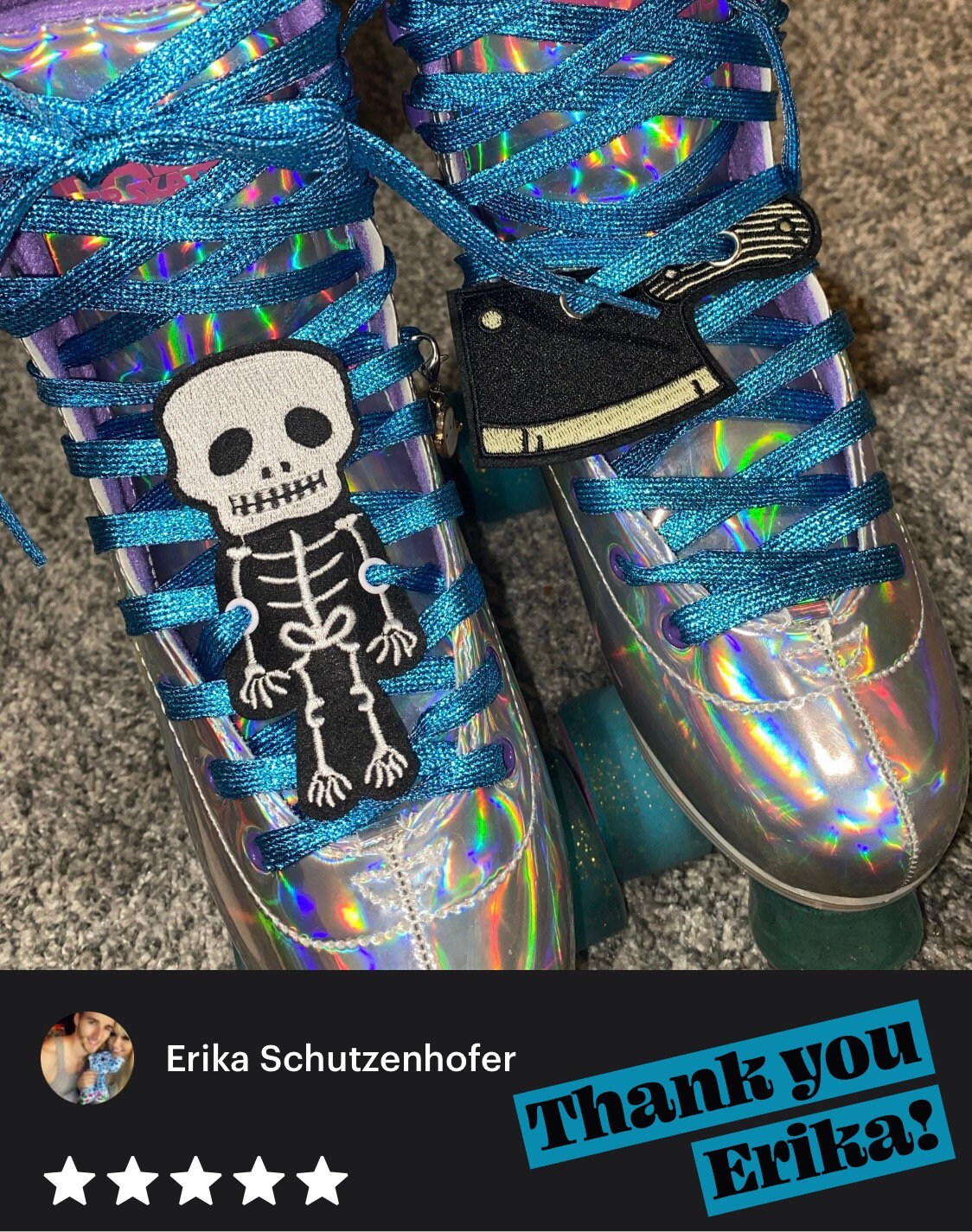 Large Skeleton Roller Skate Lace Patch Individual Shoelace Etsy