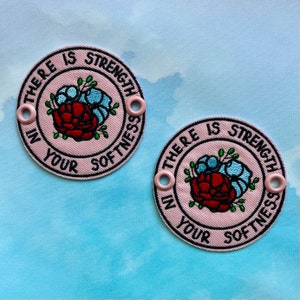 Soft Strength Roller Skate Lace Patch - Individual Pink Flower Rose Shoelace Accessory for roller skates
