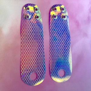 Silver Fishnet Holographic Roller Skate toe guard PAIR - Skate Toe Strip for Roller Skates - Roller skate Toe Cap