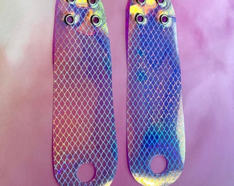 Silver Fishnet Holographic Roller Skate toe guard PAIR - Skate Toe Strip for Roller Skates - Roller skate Toe Cap