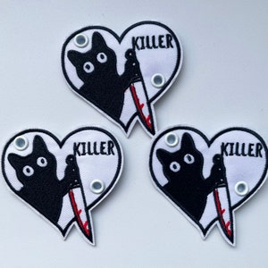 Killer Cat Knife Lace Patch - Individual True Crime SSDGM Shoelace Accessory for roller skates