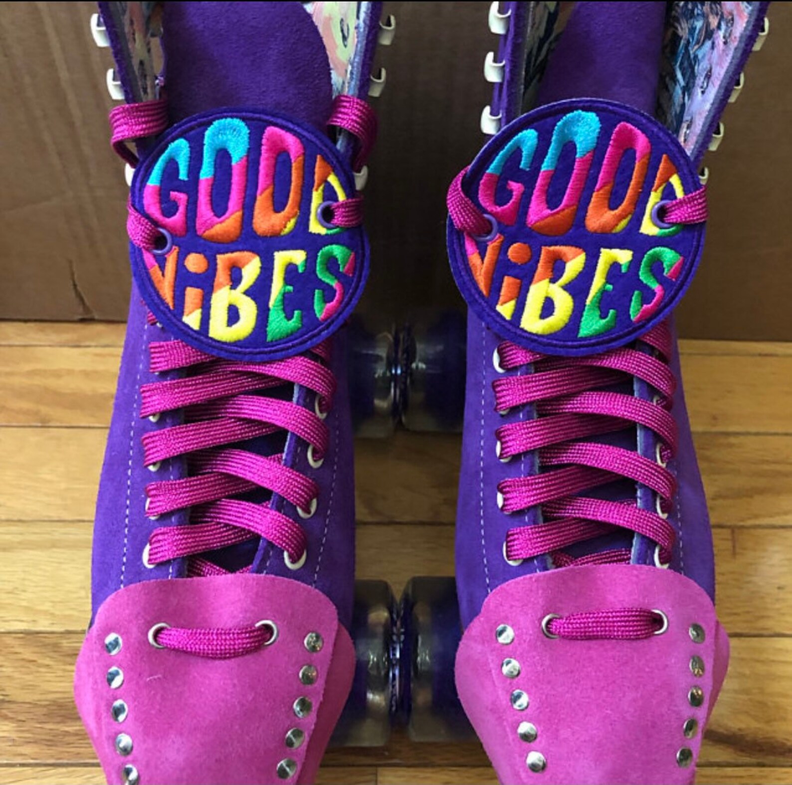 Good Vibes Purple Rainbow Large Roller Skate Lace Patch Etsy