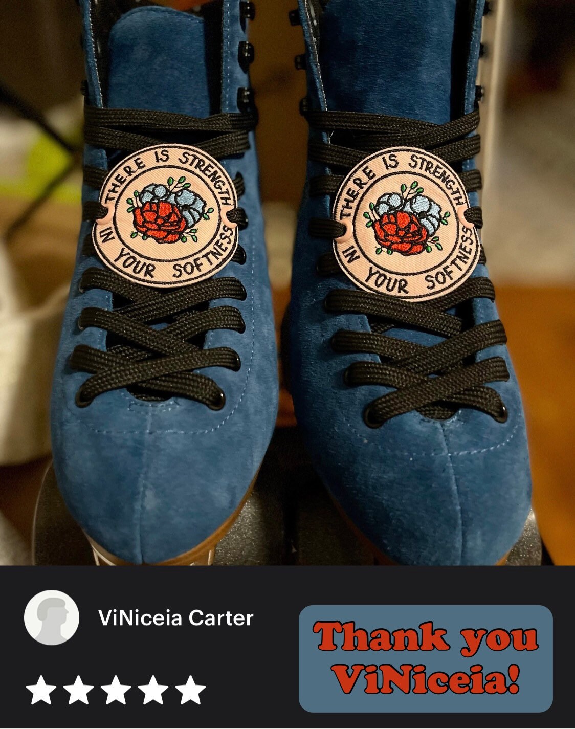 Soft Strength Roller Skate Lace Patch Individual Pink Flower Etsy