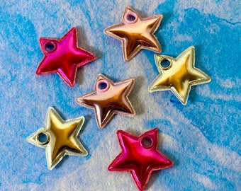 PAIR of Metallic Shiny Star - TWO Roller Skate Lace Patches - 2 Stars Shoelace Accessory Set for roller skates