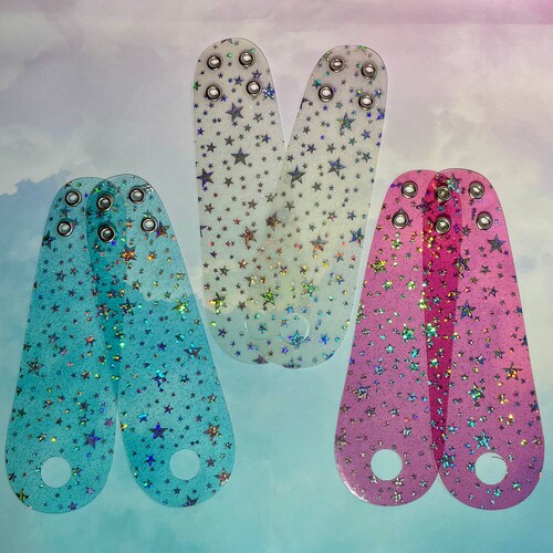 Roller Skate Toe Cap Guard Black Clear Holographic Stars Etsy