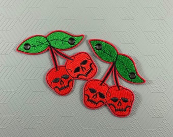 Cherry Skulls Individual Roller Skate Lace Patch - One single Shoelace Accessory for roller skates