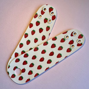 White Strawberries Roller Skate toe guard PAIR - Strawberry Fruit Summer Toe Strip for Roller Skates - Roller skate Toe Cap