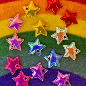 Holographic Shiny Pointed Star Roller Skate Lace Patch Accessory- Individual or Pair of Shoelace Accessories for roller skates