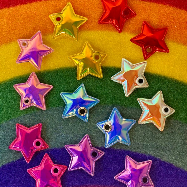 Holographic Shiny Pointed Star Roller Skate Lace Patch Accessory- Individual or Pair of Shoelace Accessories for roller skates