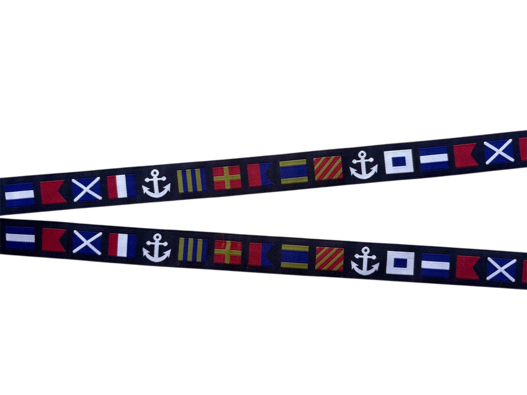 Nautical Jacquard Ribbon: Anchors, Flags, Sailing Emblems (22mm) - Etsy