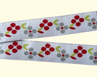 Floral Jacquard Ribbon Trim, Vintage Style, for Sewing Crafts - 0.5” wide Multiple widths available