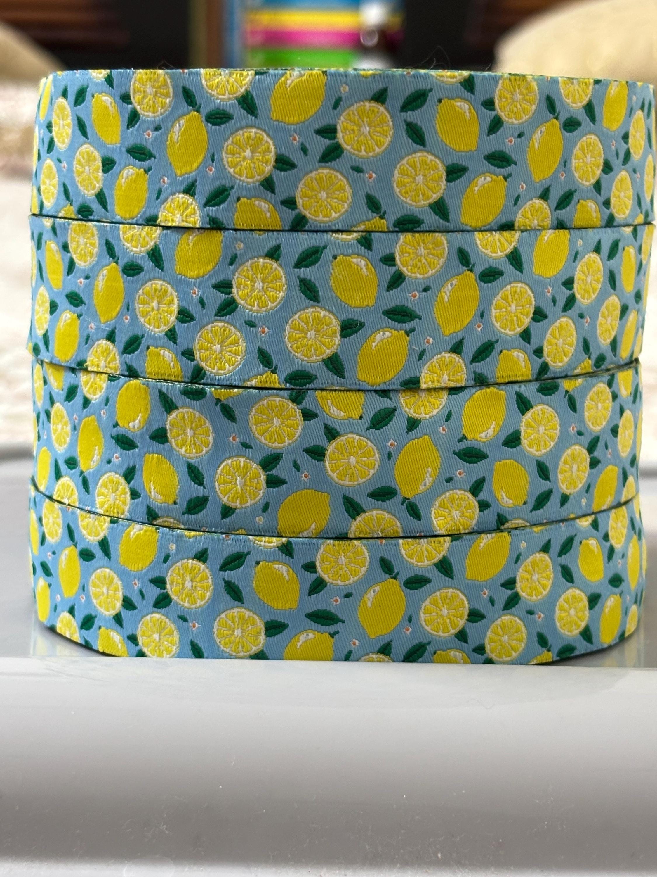 Polytrim Example Script Summer Designs/ LEMON and LEAVES- CITRUS Fruit Jacquard Ribbon Polytrim ...