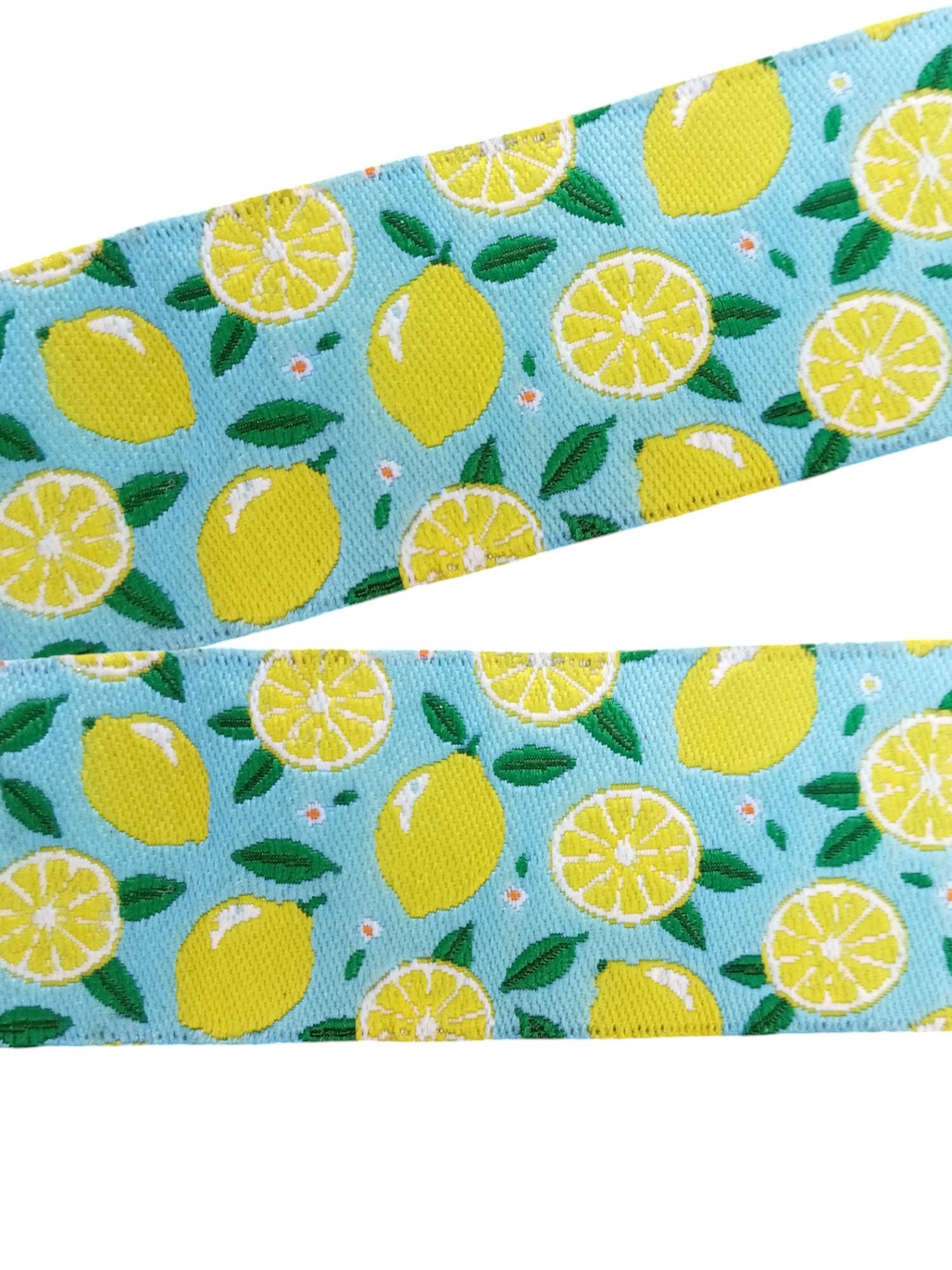 Polytrim Example Script Summer Designs/ LEMON and LEAVES- CITRUS Fruit Jacquard Ribbon Polytrim ...