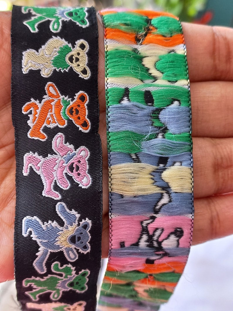 Iconic GRATEFUL DEAD DANCINGBEAR Jacquard Ribbon Polytrim for Sewing ...