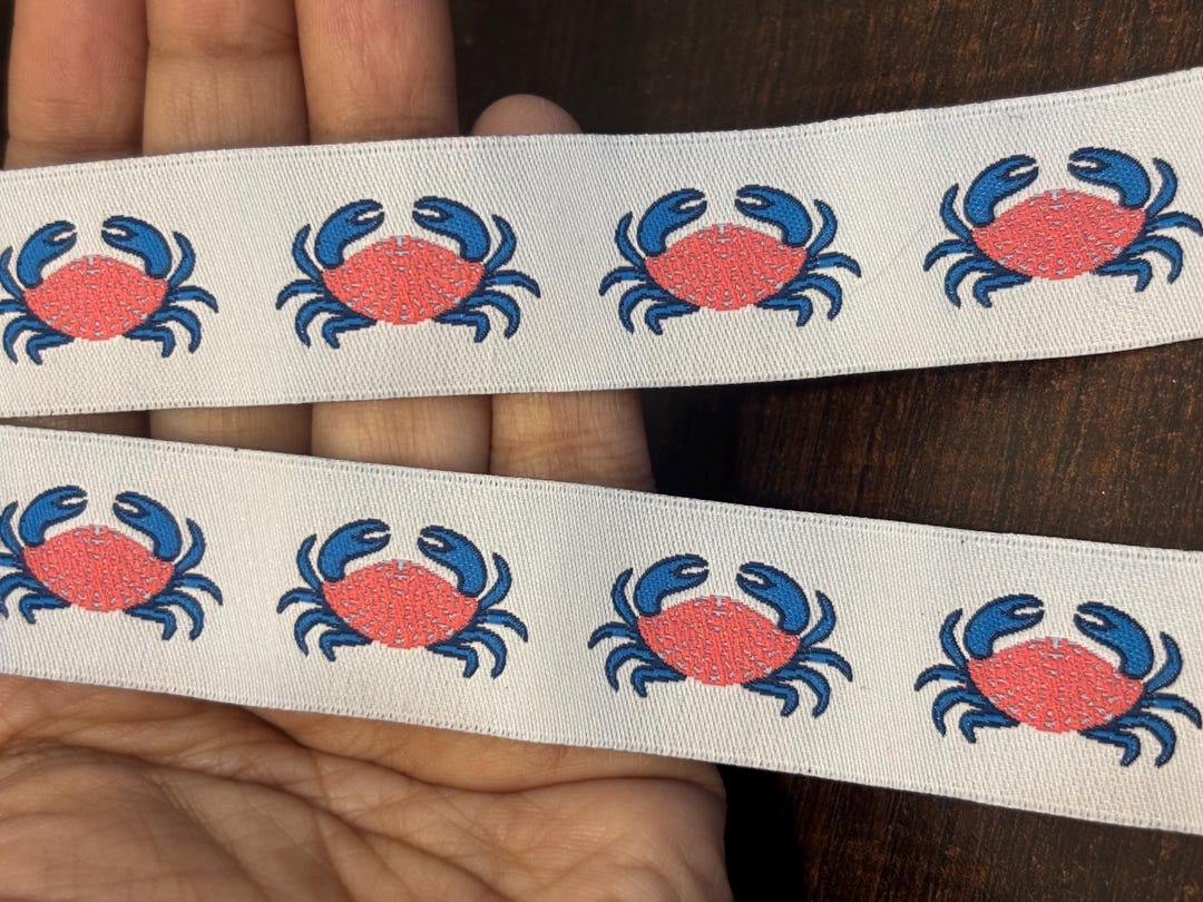 Polytrim Example Script Nautical/ Maritime CRAB JACQUARD Ribbon Polytrim. Multiple Widths ...