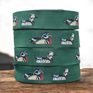 Polytrim Example Script MALLARD Duck JACQUARD Ribbon Polytrim for Sewing Crafts. Multiple ...